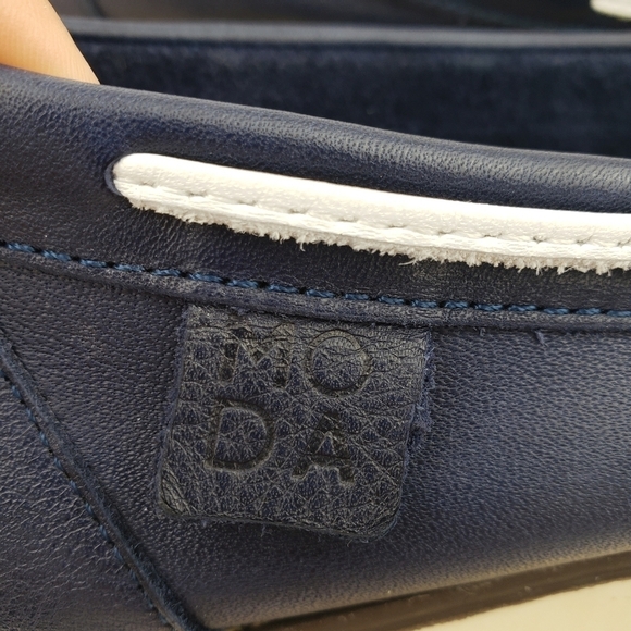 MODA Women's Leather Loafers Size 40 Slip On Comfort Casual Shoes Navy Blue - Picture 9 of 14